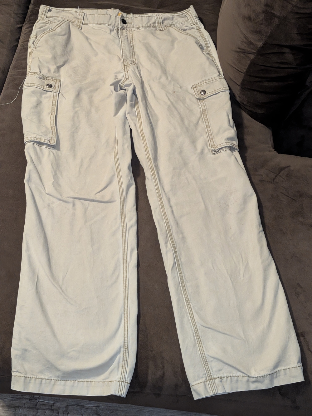 Carhartt Men's Light Beige Cargo Pants - Relaxed Fit Size 36x34 Work Pant